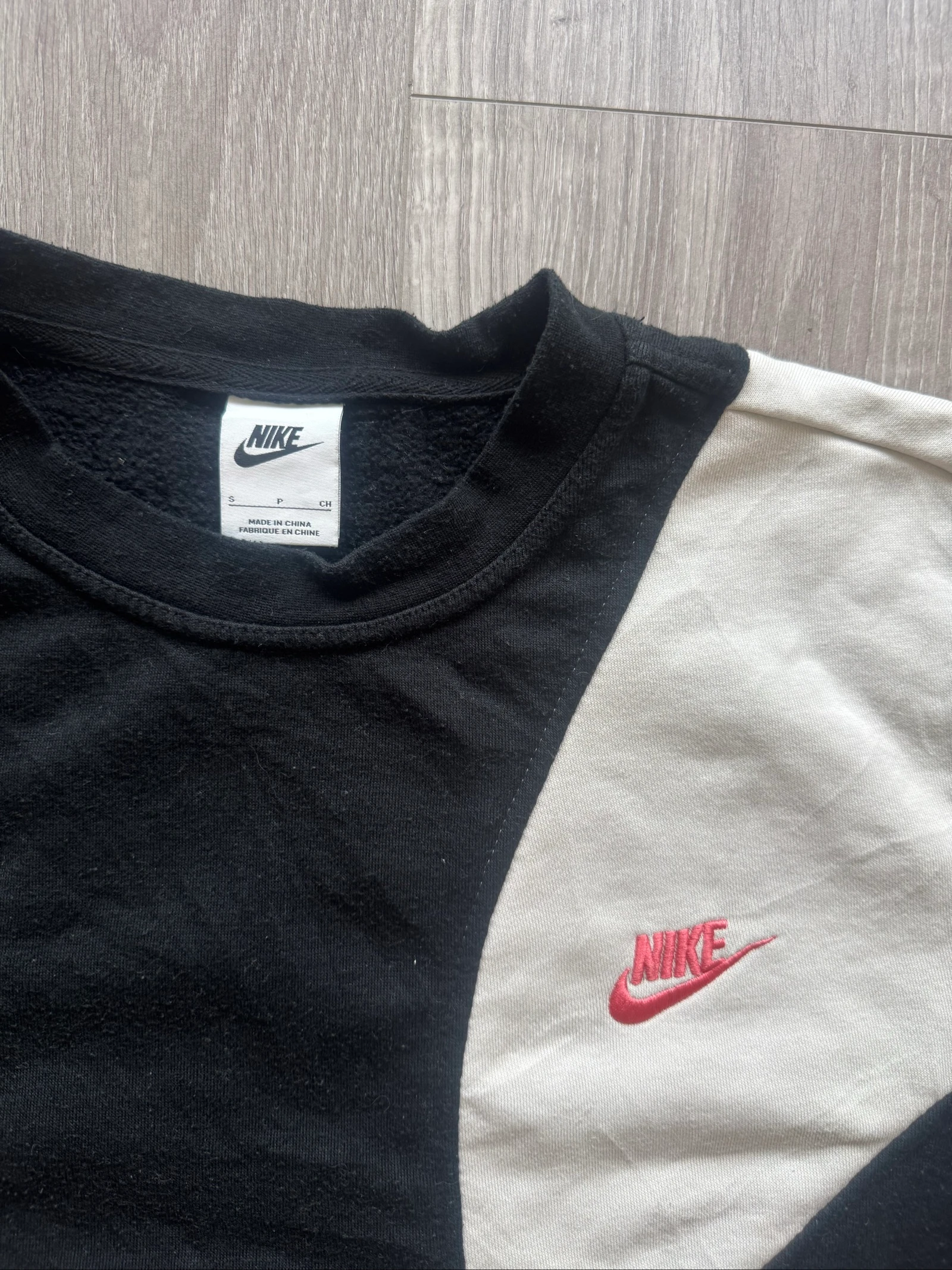 Nike Vintage Colorblock Sweatshirt Zwart Grijze Geborduurd Logo Y2K Streetwear S – photo 6